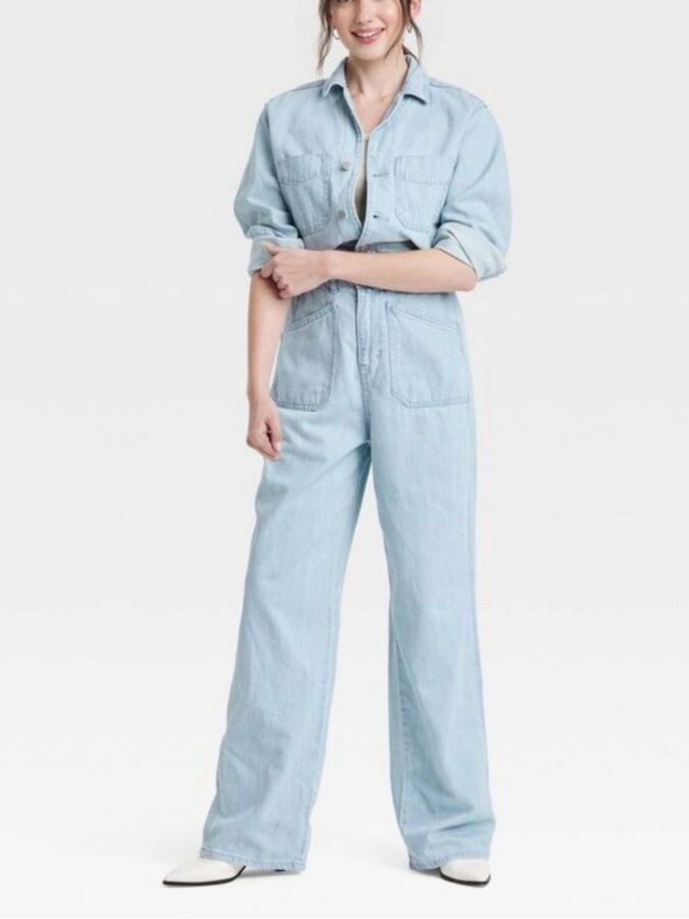 Universal thread size 2 Light Wash Denim Jumpsuit NWT